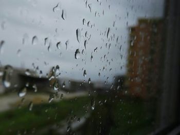 Close-up of water drops on glass