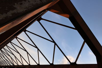 Low angle view of roof against clear sky