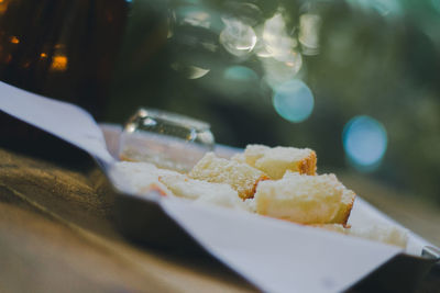 Close-up of dessert in plate on table