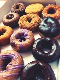 High angle view of cookies on table