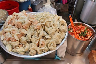 High angle view of food on table