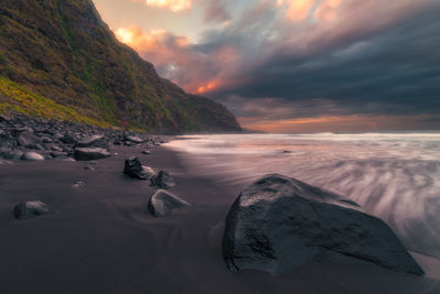 Scenic view of sea against sky during sunset