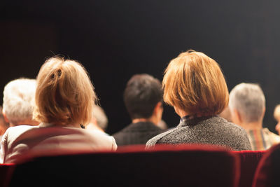 Rear view of people sitting at music concert