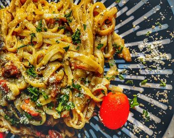 Close-up of best italian classic linguini food in plate