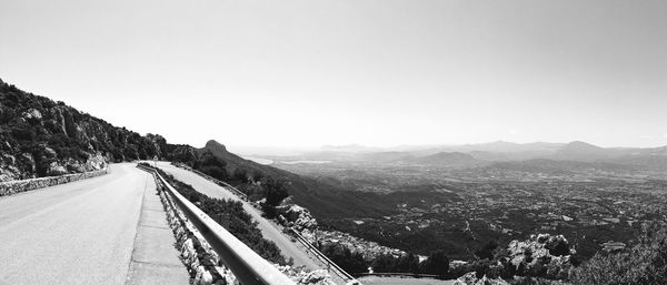Scenic view of mountains against clear sky