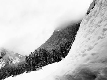 Scenic view of snow covered mountains