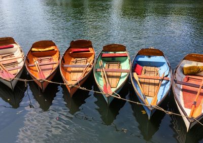 Row of boats in water