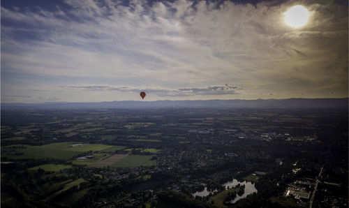 Hot air balloon drone view