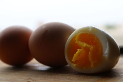 Close-up of boiled eggs