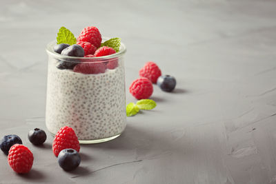 Chia seeds pudding with berries