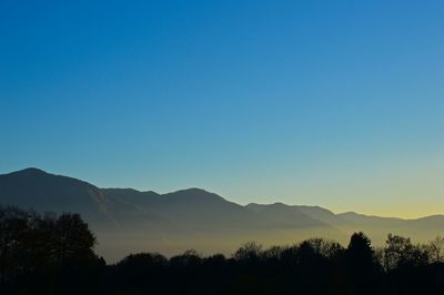 Scenic view of mountains against clear sky