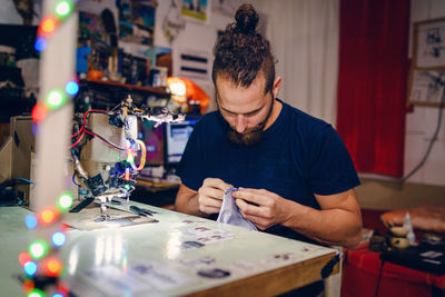 Man working on table