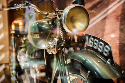 Close-up of vintage motorcycle