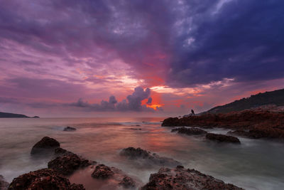 Scenic view of sea against sky during sunset