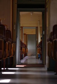 Empty corridor of train 