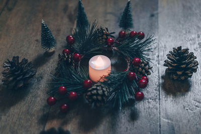 Christmas decorations on table