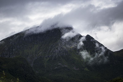 Scenic view of volcanic mountain against sky