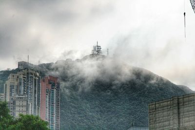 Houses against cloudy sky