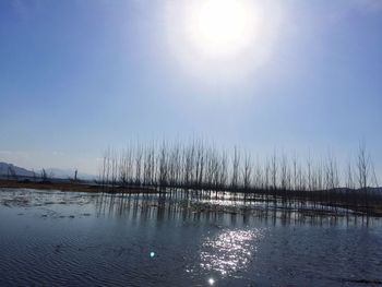 Scenic view of lake against sky