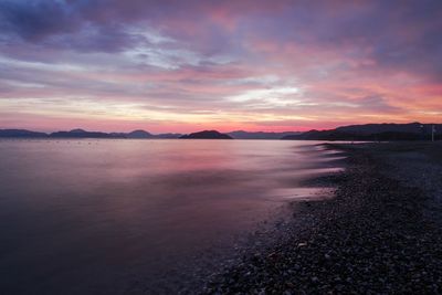 Scenic view of sea at sunset