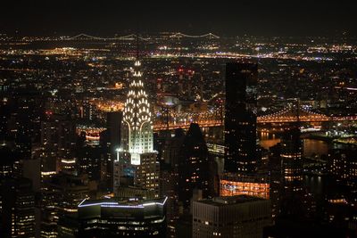 Illuminated cityscape at night