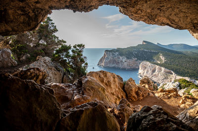 Rock cave over the mediterranean sea 