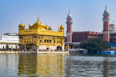 Beautiful view of golden temple - harmandir sahib in amritsar, punjab, india, famous indian sikh