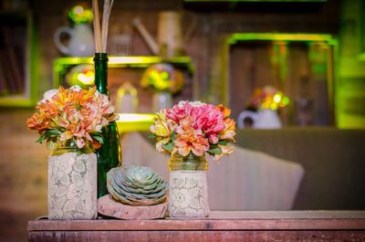 Close-up of flower vase on table