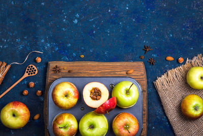 High angle view of fruits on table