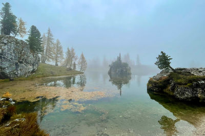 Scenic view of lake against sky