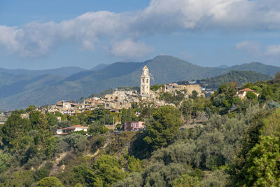 High angle view of townscape against sky