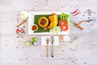 Directly above shot of fruits on table