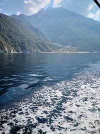 Scenic view of sea and mountains