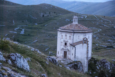 Building against mountain range