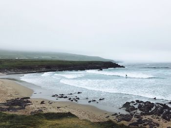 Scenic view of beach against clear sky