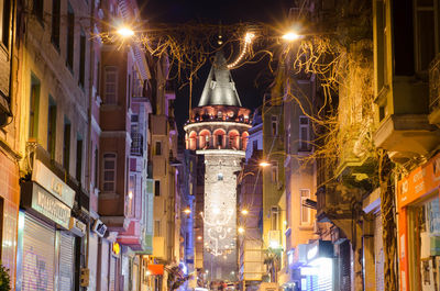 Illuminated street light at night