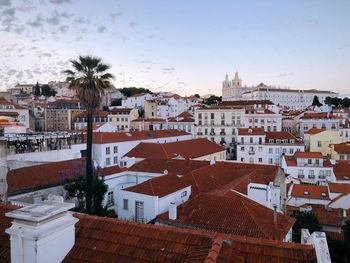 High angle view of townscape against sky