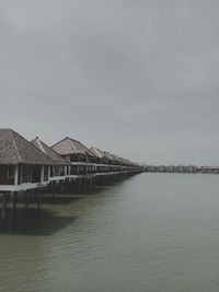 Scenic view of sea and houses against sky