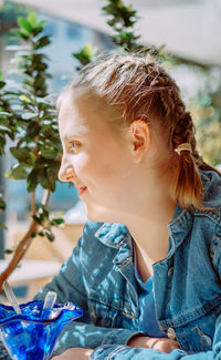 Close-up of girl looking away