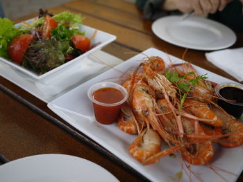 Close-up of food in plate on table