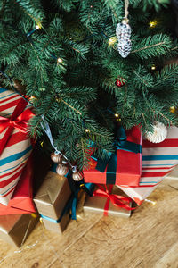 Christmas decorations on table