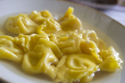 An appetizing dish of cappelletti in broth 