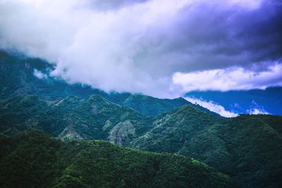 Panoramic view of mountains against sky