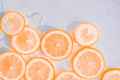 Close-up of lemon slices on table