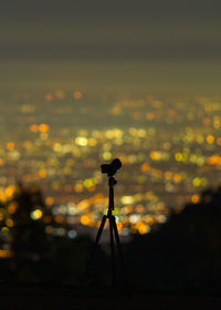 High angle view of illuminated city at night