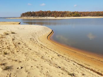 Scenic view of beach against clear sky