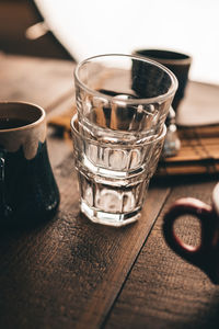 Close-up of beer in glass on table