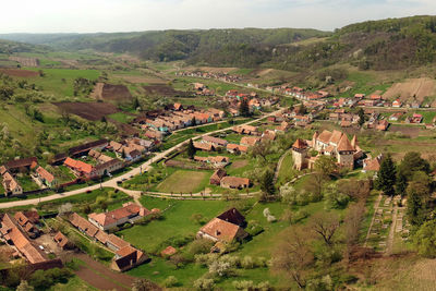 Aerial view of agricultural landscape