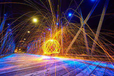 Light trails on street at night