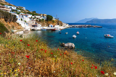 Fishing boats in the harbour of thymaina island in fourni korseon.